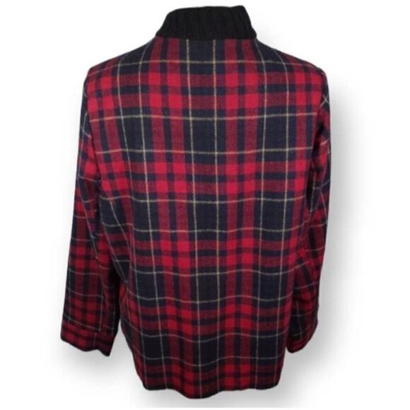 Vintage RELATIVITY RED Tartan Plaid WOOL BLEND Zip Up Bomber Jacket SHACKET SZ.1 - Picture 3 of 6